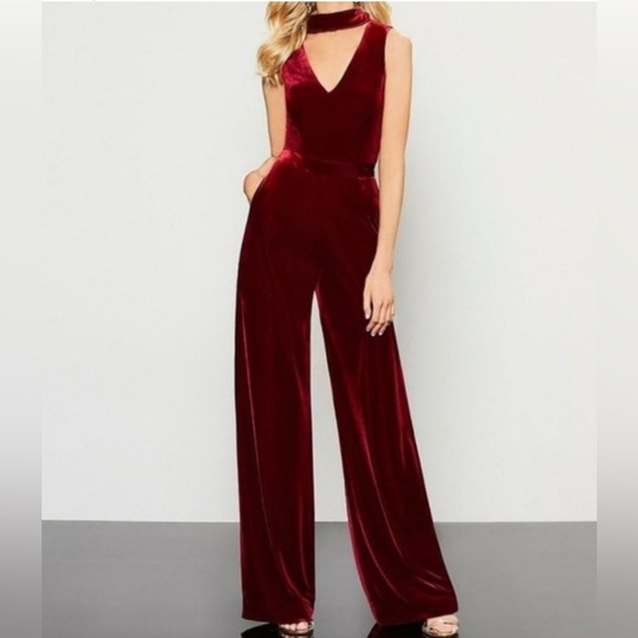 Crystal Doll| Black Velvet Jumpsuit in Flare, Wide Leg, Sleeveless, High Neck••• - Picture 1 of 12